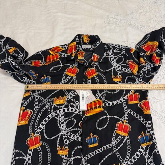 Suslo Couture Button Up Shirt Men’s XL All Over Print Crown Print Royalty - Picture 7 of 10